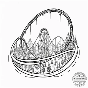 Rollercoaster, tattoo drawing outline, on a c... - эскиз тату (№1752170552_0, 10.07.2025 18:02) — tattoo-photo.ru