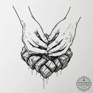 Tattoo design a person's hands holding a sing... - эскиз тату (№1752170984_0, 10.07.2025 18:09) — tattoo-photo.ru