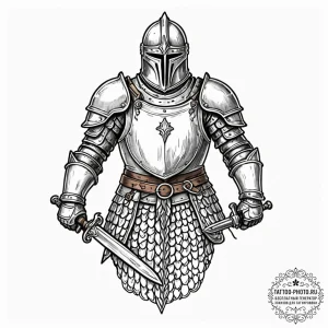 Tattoo sketch a detailed rendering of a knigh... - эскиз тату (№1752171563_0, 10.07.2025 18:19) — tattoo-photo.ru