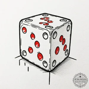 Tattoo sketch a single d6 dice with a critica... - эскиз тату (№1752171816_0, 10.07.2025 18:23) — tattoo-photo.ru