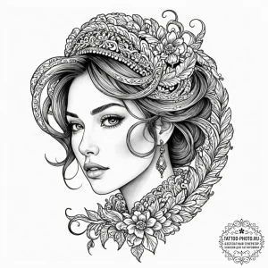 A neo-traditional portrait of one of the "chi... - эскиз тату (№1752174517_0, 10.07.2025 19:08) — tattoo-photo.ru