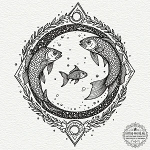 Tattoo design pisces's glyph, like two fish s... - эскиз тату (№1752174938_0, 10.07.2025 19:15) — tattoo-photo.ru