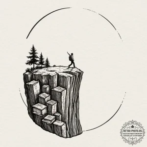 Tattoo sketch a person standing at the edge o... - эскиз тату (№1752175023_0, 10.07.2025 19:17) — tattoo-photo.ru