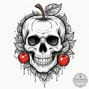 A neo-traditional tattoo of the poison apple... - эскиз тату (№1752175783_0, 10.07.2025 19:29) — tattoo-photo.ru