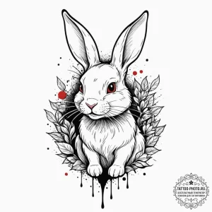 Linework tattoo design of the white rabbit, m... - эскиз тату (№1752176119_0, 10.07.2025 19:35) — tattoo-photo.ru
