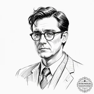 A watercolor sketch of atticus finch from to... - эскиз тату (№1752176710_0, 10.07.2025 19:45) — tattoo-photo.ru