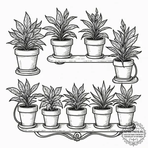 Tattoo design a collection of potted plants o... - эскиз тату (№1752176793_0, 10.07.2025 19:46) — tattoo-photo.ru