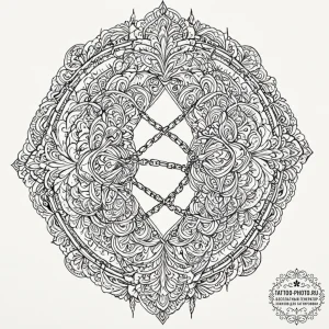 Tattoo sketch two halves of a connected chain... - эскиз тату (№1752177045_0, 10.07.2025 19:50) — tattoo-photo.ru