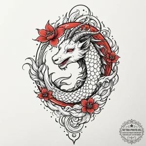 Tattoo design a capricorn goat-fish with a ti... - эскиз тату (№1752178720_0, 10.07.2025 20:18) — tattoo-photo.ru