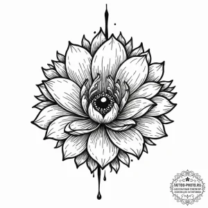 Tattoo design a flower with a single, perfect... - эскиз тату (№1752179807_0, 10.07.2025 20:36) — tattoo-photo.ru