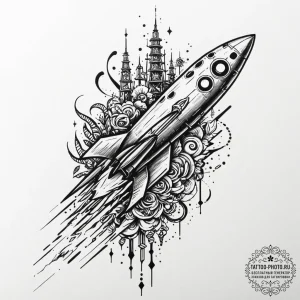 A trash polka composition of jinx, with her c... - эскиз тату (№1752180315_0, 10.07.2025 20:45) — tattoo-photo.ru