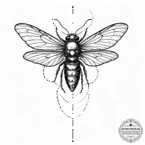 Tattoo design a cicada with its transparent w... - эскиз тату (№1752181494_0, 10.07.2025 21:04) — tattoo-photo.ru