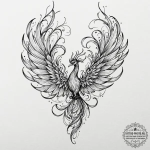 Tattoo sketch a phoenix that is also a tree,... - эскиз тату (№1752181663_0, 10.07.2025 21:07) — tattoo-photo.ru
