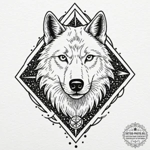 A minimalist linework tattoo of a direwolf, t... - эскиз тату (№1752182570_0, 10.07.2025 21:22) — tattoo-photo.ru