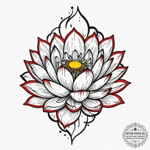 Tattoo sketch a stylized lotus flower bloomin... - эскиз тату (№1752182990_0, 10.07.2025 21:29) — tattoo-photo.ru