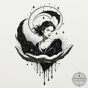 Tattoo sketch a person's silhouette with a st... - эскиз тату (№1752183242_0, 10.07.2025 21:34) — tattoo-photo.ru