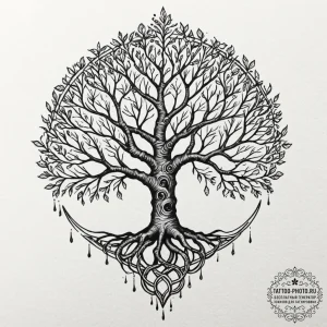 Tattoo sketch a stylized "tree of life" with... - эскиз тату (№1752185256_0, 10.07.2025 22:07) — tattoo-photo.ru