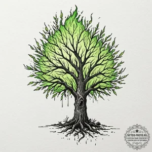 Tattoo sketch a single, powerful tree struck... - эскиз тату (№1752186353_0, 10.07.2025 22:25) — tattoo-photo.ru