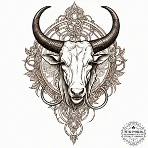 Horns, tattoo drawing outline, sepia tone ske... - эскиз тату (№1752186773_0, 10.07.2025 22:32) — tattoo-photo.ru