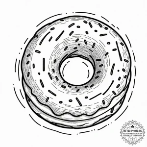 Donut, artistic tattoo sketch, rough sketchy... - эскиз тату (№1752187108_0, 10.07.2025 22:38) — tattoo-photo.ru