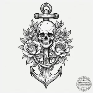 Tattoo design a single, robust anchor, repres... - эскиз тату (№1752187275_0, 10.07.2025 22:41) — tattoo-photo.ru