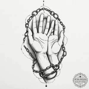 Chained hands breaking free, concept art for... - эскиз тату (№1752187865_0, 10.07.2025 22:51) — tattoo-photo.ru