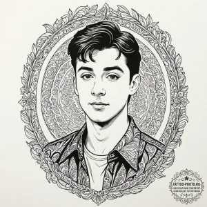 A graphic novel portrait of ferris bueller, f... - эскиз тату (№1752188033_0, 10.07.2025 22:53) — tattoo-photo.ru