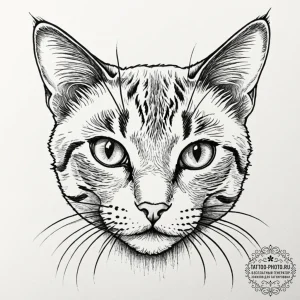 A close-up of a cat's vibrant green eye., tat... - эскиз тату (№1752188120_0, 10.07.2025 22:55) — tattoo-photo.ru