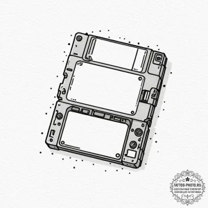 Tattoo sketch a pixelated "game save" icon wi... - эскиз тату (№1752188965_0, 10.07.2025 23:09) — tattoo-photo.ru