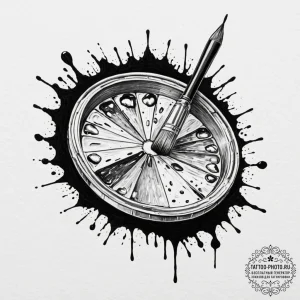 A well-used, paint-splattered artist's palett... - эскиз тату (№1752189969_0, 10.07.2025 23:26) — tattoo-photo.ru