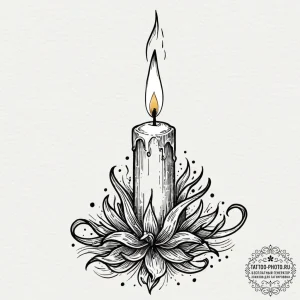 A close-up of a burning candle wick, the flam... - эскиз тату (№1752190808_0, 10.07.2025 23:40) — tattoo-photo.ru