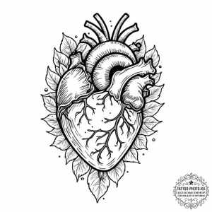 Anatomical heart, tattoo flash sheet design,... - эскиз тату (№1752191400_0, 10.07.2025 23:50) — tattoo-photo.ru