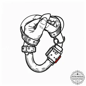 Handcuffs, tattoo sketch design, black and re... - эскиз тату (№1752191569_0, 10.07.2025 23:52) — tattoo-photo.ru