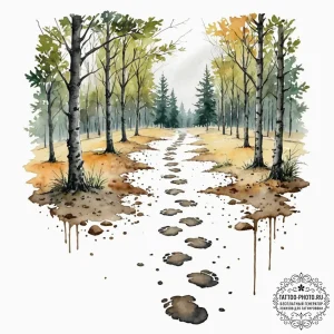 Tattoo design a set of footprints walking out... - эскиз тату (№1752193076_0, 11.07.2025 00:17) — tattoo-photo.ru