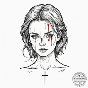 A neo-traditional tattoo of eleven with a blo... - эскиз тату (№1752193244_0, 11.07.2025 00:20) — tattoo-photo.ru