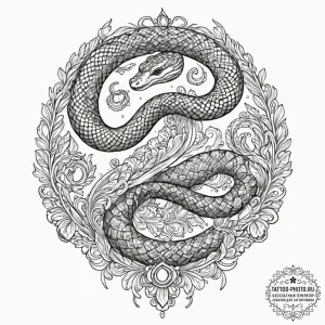Tattoo sketch a anaconda coiling, for raw pow... - эскиз тату (№1752193496_0, 11.07.2025 00:24) — tattoo-photo.ru