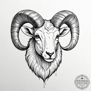 Tattoo sketch a stylized ram's head, with a f... - эскиз тату (№1752194079_0, 11.07.2025 00:34) — tattoo-photo.ru