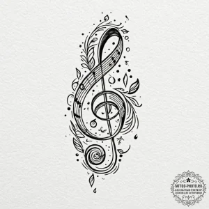 Tattoo design a small, subtle musical note. l... - эскиз тату (№1752194747_0, 11.07.2025 00:45) — tattoo-photo.ru