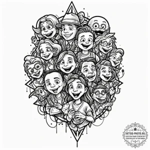 Strings with puppets, tattoo flash sheet desi... - эскиз тату (№1752194915_0, 11.07.2025 00:48) — tattoo-photo.ru