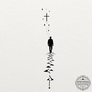 Tattoo sketch a human silhouette walking away... - эскиз тату (№1752195248_0, 11.07.2025 00:54) — tattoo-photo.ru