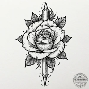 Dagger and rose, tattoo flash sheet design, v... - эскиз тату (№1752196170_0, 11.07.2025 01:09) — tattoo-photo.ru