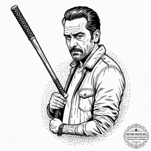 A neo-traditional portrait of negan from the... - эскиз тату (№1752196587_0, 11.07.2025 01:16) — tattoo-photo.ru
