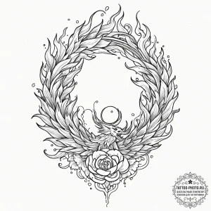 Tattoo design a phoenix, majestically flying... - эскиз тату (№1752196836_0, 11.07.2025 01:20) — tattoo-photo.ru