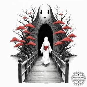 A watercolor tattoo of no-face (kaonashi) fro... - эскиз тату (№1752197004_0, 11.07.2025 01:23) — tattoo-photo.ru