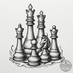 Tattoo sketch a victorious chess piece standi... - эскиз тату (№1752197173_0, 11.07.2025 01:26) — tattoo-photo.ru