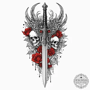 A neo-traditional design of a crysknife, orna... - эскиз тату (№1752197926_0, 11.07.2025 01:38) — tattoo-photo.ru