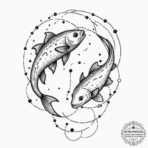 Tattoo design pisces constellation, stars for... - эскиз тату (№1752198009_0, 11.07.2025 01:40) — tattoo-photo.ru