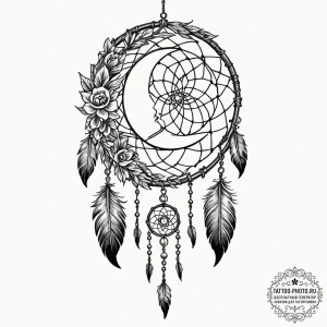 Tattoo design a crescent moon with a delicate... - эскиз тату (№1752198937_0, 11.07.2025 01:55) — tattoo-photo.ru