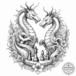 A watercolor sketch of the intricate chess pi... - эскиз тату (№1752199524_0, 11.07.2025 02:05) — tattoo-photo.ru