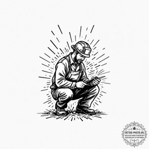 A welder at work, sparks showering down., ink... - эскиз тату (№1752200370_0, 11.07.2025 02:19) — tattoo-photo.ru